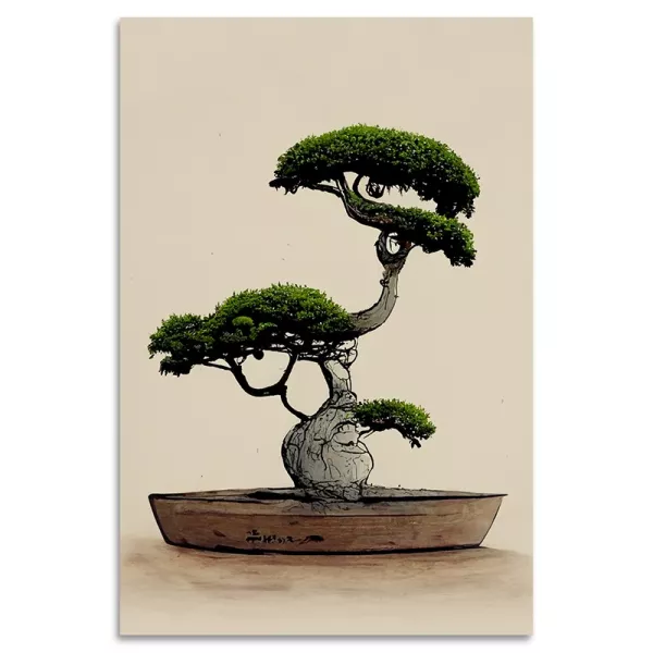 Tableau impression support métal Bonsai (Multicolore)