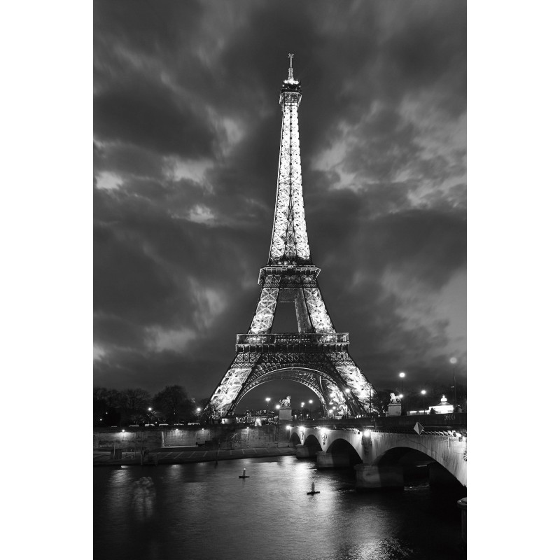 Tableau sur verre EIFFEL (80 x 120 cm) (blanc, noir)