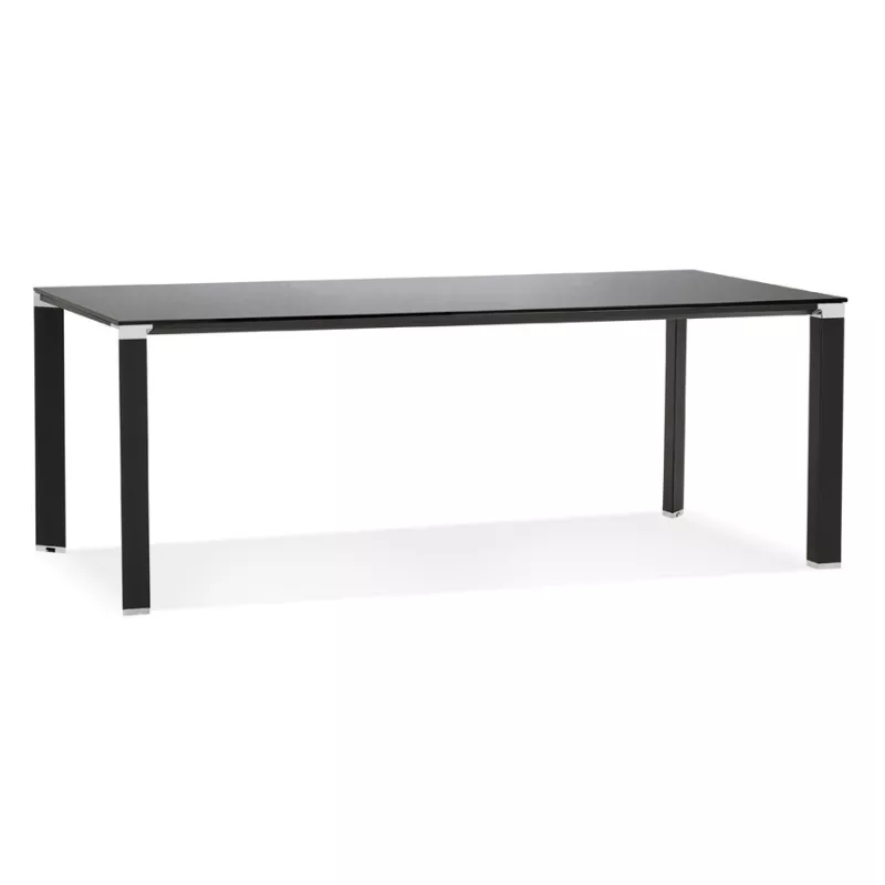 Bureau table de réunion en verre trempé (200x100 cm) BOIN (noir)