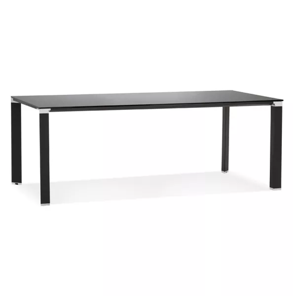 Bureau table de réunion en verre trempé (200x100 cm) BOIN (noir)