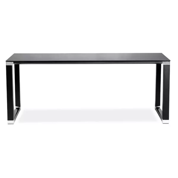 Bureau droit table de réunion design en verre trempé (200x100 cm) BOIN (noir)