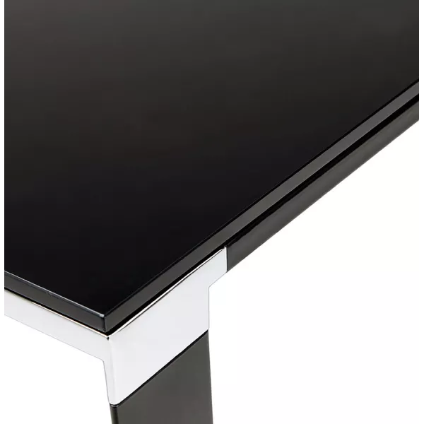 Bureau droit table de réunion design en verre trempé (200x100 cm) BOIN (noir)