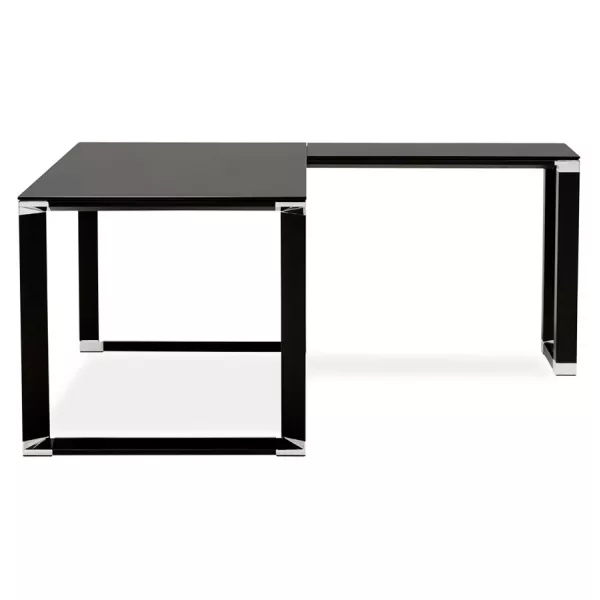 Bureau d'angle design en verre trempé (200x100 cm) MASTER - Angle réversible (noir)