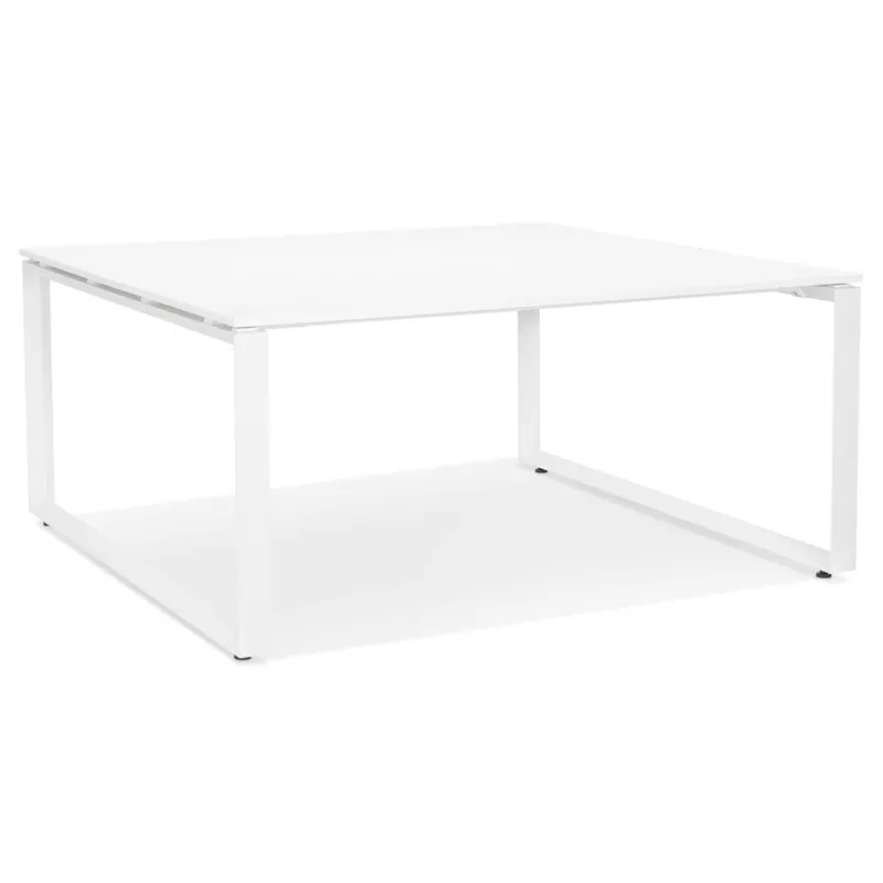 Bureau BENCH table de réunion moderne en bois (140x140 cm) LOLAN (blanc)