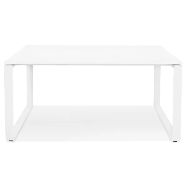 Bureau BENCH table de réunion moderne en bois (140x140 cm) LOLAN (blanc)