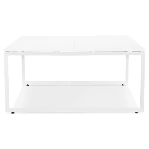 Bureau BENCH table de réunion moderne en bois (140x140 cm) LOLAN (blanc)