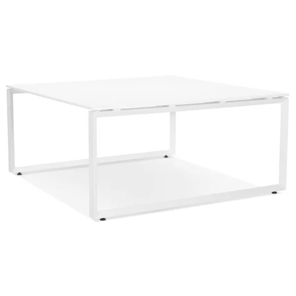 Bureau BENCH table de réunion moderne en bois (140x140 cm) LOLAN (blanc)