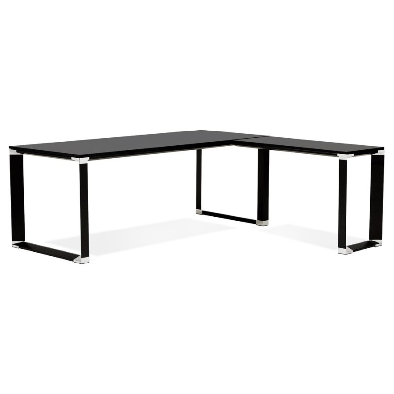 Bureau d'angle design en bois (200x200 cm) CORPORATE - Angle réversible (noir)