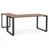 Bureau droit design en bois pieds noirs (160x170 cm) OSSIAN (finition noyer)