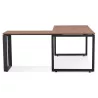 Bureau droit design en bois pieds noirs (160x170 cm) OSSIAN (finition noyer)