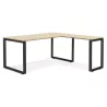 Design corner desk in wood black feet (160x170 cm) OSSIAN (natural finish) to associate with Contemporary Design Rattan Desk For