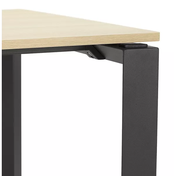 Bureau d'angle design en bois pieds noirs (160x170 cm) OSSIAN (finition naturel) à associer à Bureau Design Contemporain Moderne