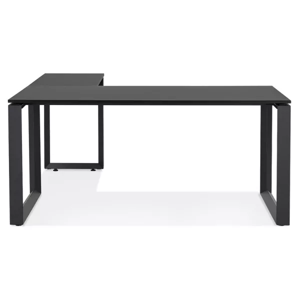 Bureau droit design en bois pieds noirs (160x170 cm) OSSIAN (finition noir)