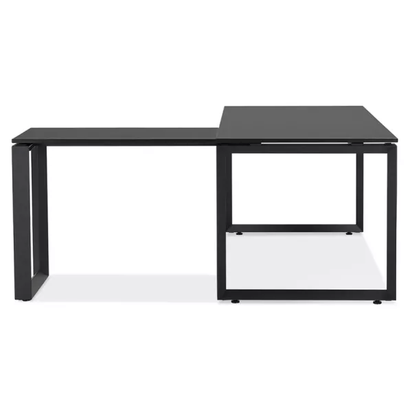 Bureau droit design en bois pieds noirs (160x170 cm) OSSIAN (finition noir)