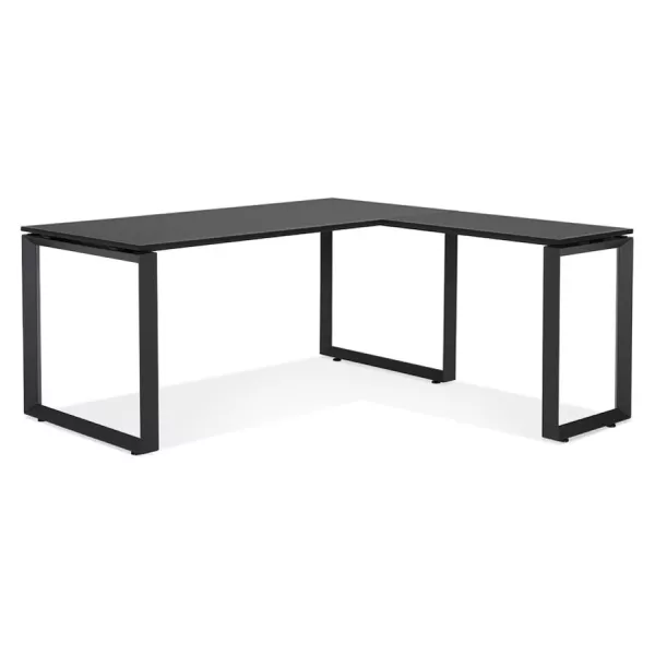 Bureau droit design en bois pieds noirs (160x170 cm) OSSIAN (finition noir)