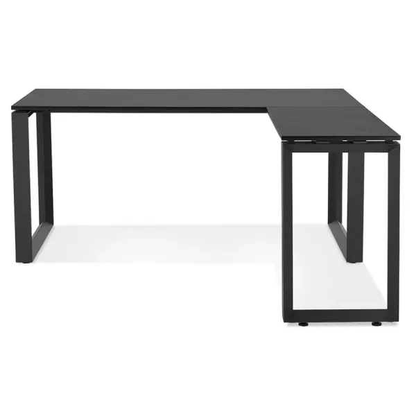 Bureau droit design en bois pieds noirs (160x170 cm) OSSIAN (finition noir)