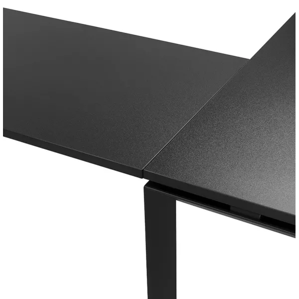 Bureau droit design en bois pieds noirs (160x170 cm) OSSIAN (finition noir)