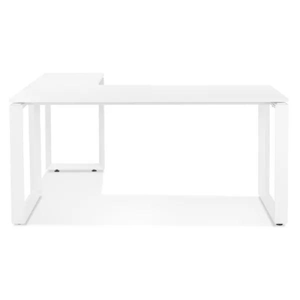 Bureau d'angle design en bois pieds blancs (160x170 cm) OSSIAN (finition blanc) à associer à Bureau Design Contemporain Scandina