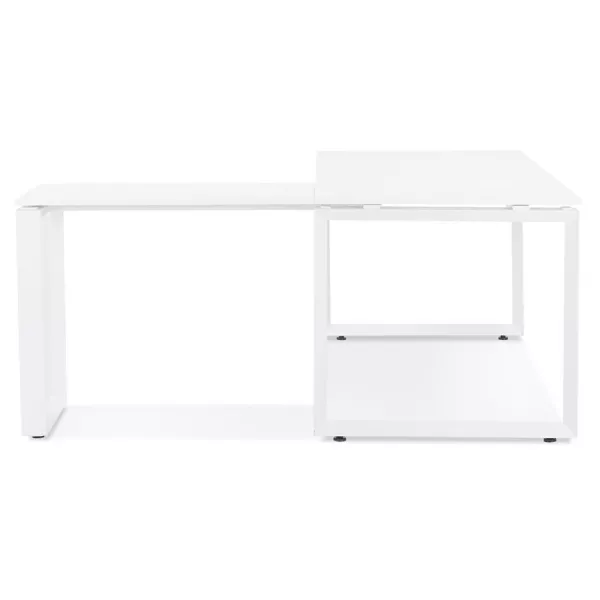 Bureau d'angle design en bois pieds blancs (160x170 cm) OSSIAN (finition blanc) à associer à Bureau Design Contemporain Vintage 