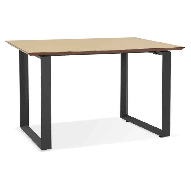 Bureau droit design en bois pieds noirs (70x130 cm) COBIE (finition naturel)