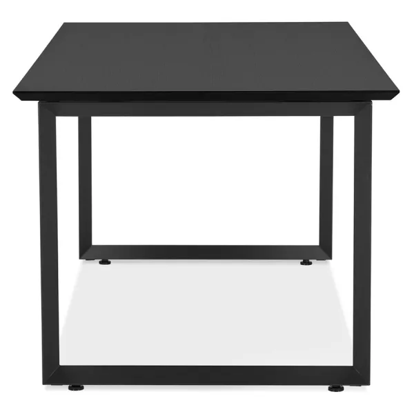 Bureau droit design en bois pieds noirs (70x130 cm) COBIE (finition noir)