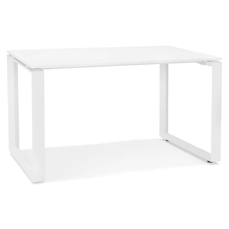 Bureau droit design en bois pieds blancs (60x120 cm) OSSIAN (finition blanc)