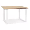 Bureau droit design en bois pieds blancs (70x130 cm) COBIE (finition naturel)