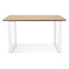 Bureau droit design en bois pieds blancs (70x130 cm) COBIE (finition naturel)