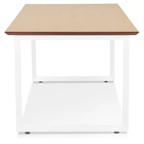 Bureau droit design en bois pieds blancs (70x130 cm) COBIE (finition naturel)