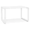 Bureau droit design en verre trempé pieds blancs (60x120 cm) OSSIAN (finition blanc)