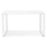 Bureau droit design en verre trempé pieds blancs (60x120 cm) OSSIAN (finition blanc)