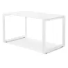 Bureau droit design en verre trempé pieds blancs (60x120 cm) OSSIAN (finition blanc)