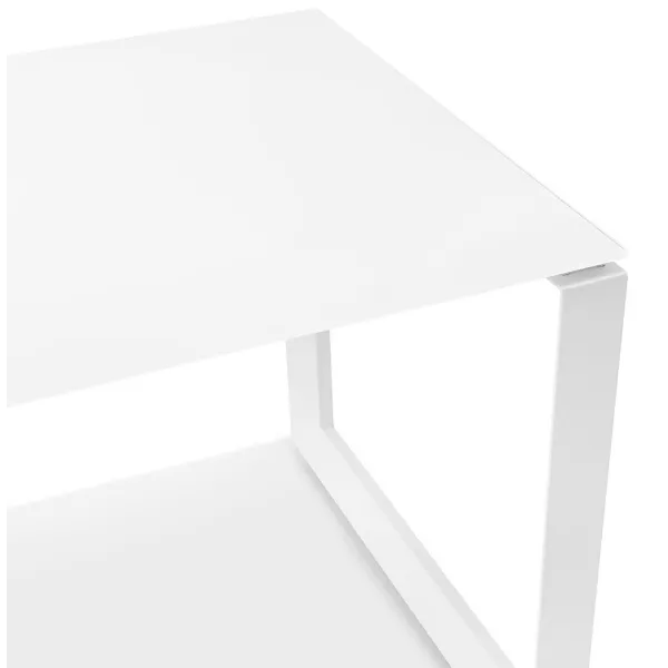 Bureau droit design en verre trempé pieds blancs (60x120 cm) OSSIAN (finition blanc)