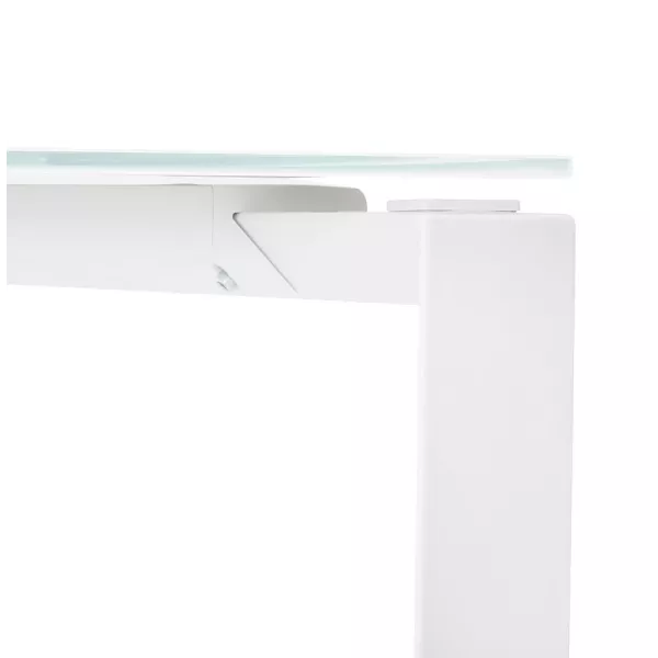 Bureau droit design en verre trempé pieds blancs (60x120 cm) OSSIAN (finition blanc)