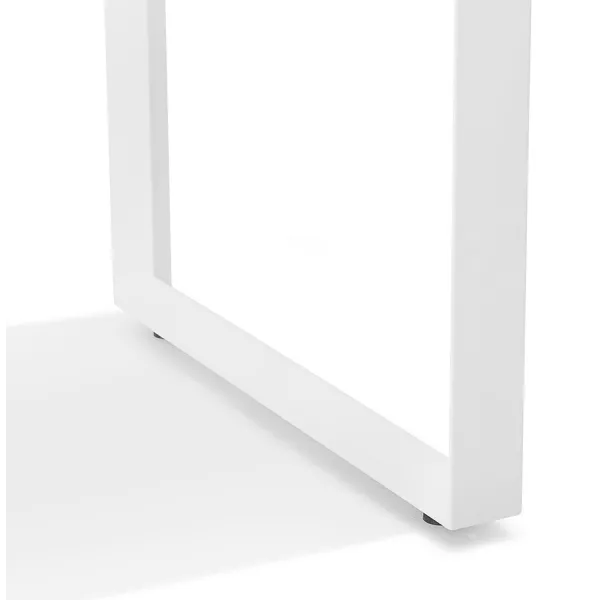 Bureau droit design en verre trempé pieds blancs (60x120 cm) OSSIAN (finition blanc)