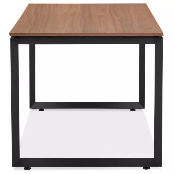 Bureau droit design en bois pieds noirs (80x160 cm) OSSIAN (finition noyer)