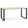 Bureau droit design en bois pieds noirs (80x160 cm) OSSIAN (finition naturel)