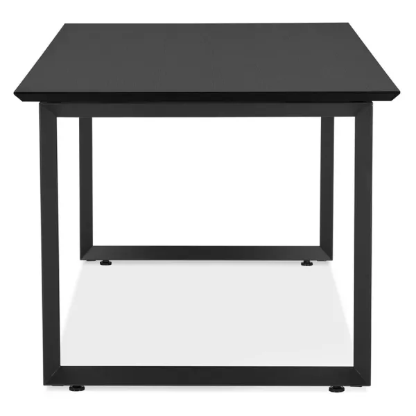 Bureau droit design en bois pieds noirs (90x180 cm) COBIE (finition noir)