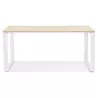 Bureau droit design en bois pieds blancs (80x160 cm) OSSIAN (finition naturel)