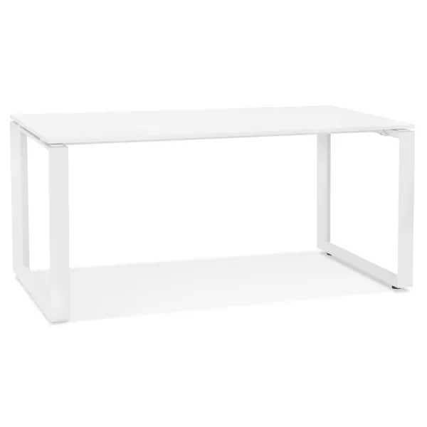 Bureau droit design en bois pieds blancs (80x160 cm) OSSIAN (finition blanc)