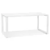 Bureau droit design en bois pieds blancs (80x160 cm) OSSIAN (finition blanc)