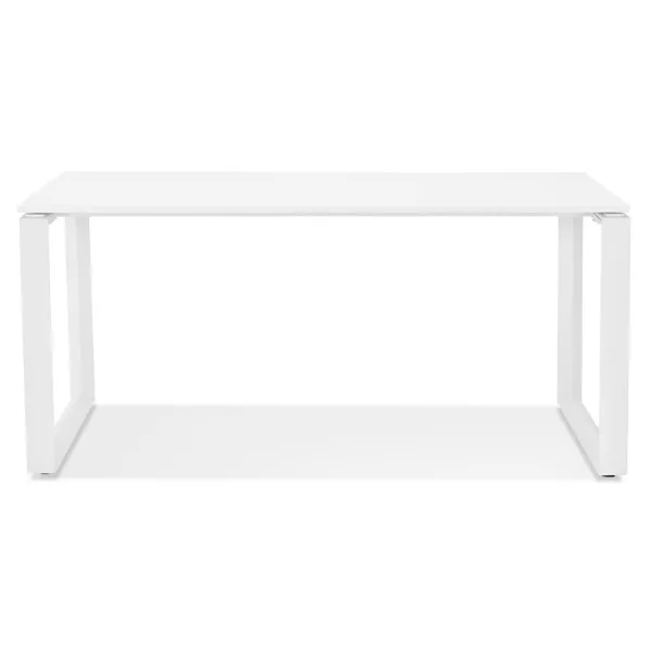 Bureau droit design en bois pieds blancs (80x160 cm) OSSIAN (finition blanc)