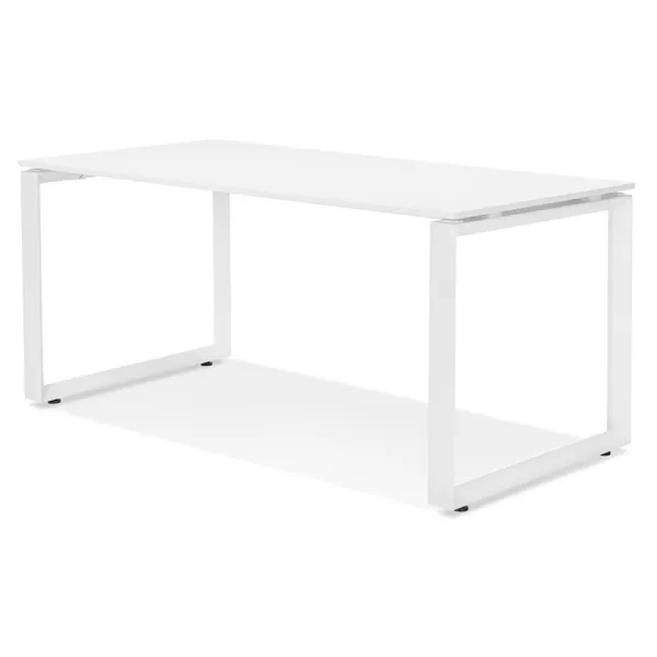 Bureau droit design en bois pieds blancs (80x160 cm) OSSIAN (finition blanc)