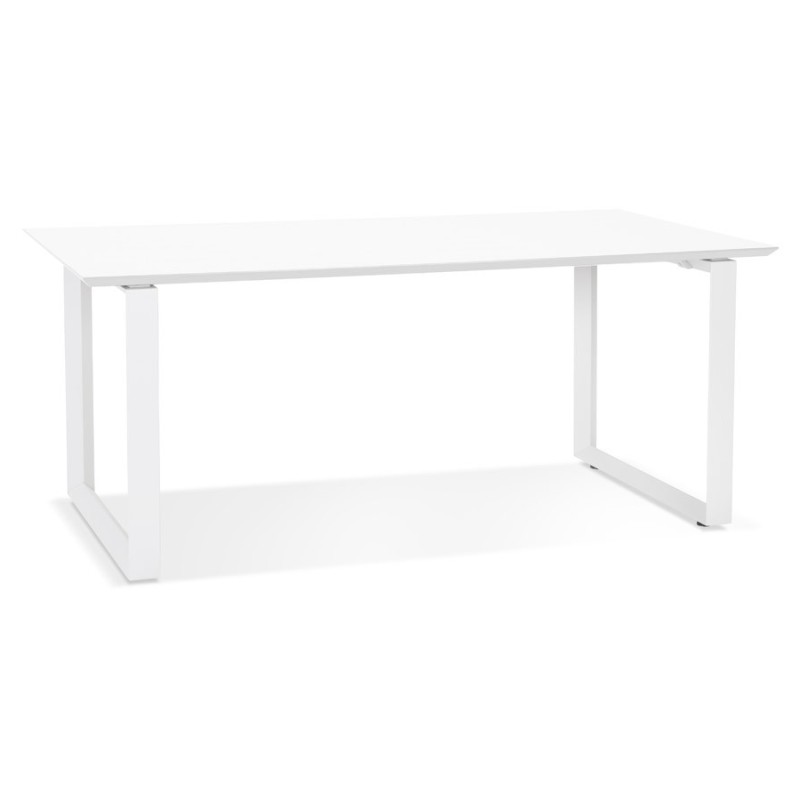 Bureau droit design en bois pieds blancs (90x180 cm) COBIE (finition blanc)