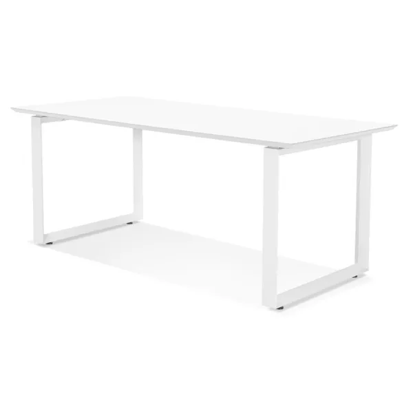 Bureau droit design en bois pieds blancs (90x180 cm) COBIE (finition blanc)