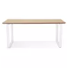 Bureau droit design en bois pieds blancs (90x180 cm) COBIE (finition naturel)