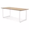 Bureau droit design en bois pieds blancs (90x180 cm) COBIE (finition naturel)