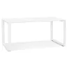 Bureau droit design en verre trempé pieds blancs (80x160 cm) OSSIAN (finition blanc)