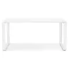 Bureau droit design en verre trempé pieds blancs (80x160 cm) OSSIAN (finition blanc)