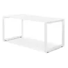 Bureau droit design en verre trempé pieds blancs (80x160 cm) OSSIAN (finition blanc)